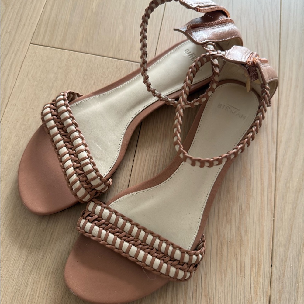Alexandre Birman Pink and Cream Braided Sandals